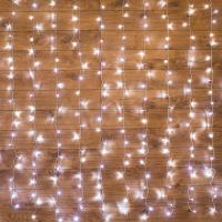 Гирлянда Светодиодный Дождь 1.5х1.5 м 144 LED, прозрачный ПВХ, с контроллером, холодное белое свечение NEON-NIGHT