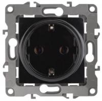 12-2102-06 ЭРА Розетка 2P+E Schuko со шторками, 16АХ-250В, Эра12, чёрный
