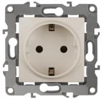 12-2102-02 ЭРА Розетка 2P+E Schuko со шторками, 16АХ-250В, Эра12, слоновая кость