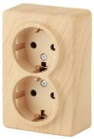 11-2205-11 ЭРА Розетка 2х2P+E Schuko, 16АХ-250В, ОУ, Эра Эксперт, сосна (12/120/1920)