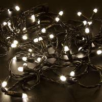 Гирлянда светодиодная Нить 10м 100 LED ТЕПЛЫЙ БЕЛЫЙ черный ПВХ IP65 эффект мерцания 24В соединяется NEON-NIGHT нужен трансформатор 531-100/531-311/531-312
