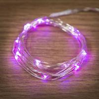 Гирлянда светодиодная Роса 2м, 20LED, РОЗОВЫЙ, IP20, тонкий батарейный блок, 2хCR2032 в комплекте NEON-NIGHT