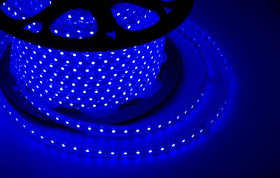 Лента светодиодная 220В, SMD2835, 4,8Вт/м, 60 LED/м, Синий, 10х7мм, 100м, с кабелем питания, IP67 NEON-NIGHT
