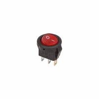 Выключатель клавишный круглый 250В 3А (3с) ON-OFF красный с подсветкой Micro REXANT