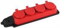 K-4e-RED-IP44 ЭРА Колодка каучуковая с/з 4гн 16A IP44 красная (7/70/420)