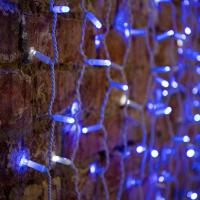 Гирлянда светодиодная Занавес 2х1,5м 300 LED СИНИЙ белый ПВХ IP65 эффект мерцания 230В нужен блок 303-500-1 NEON-NIGHT