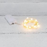 Гирлянда светодиодная Роса с крупными каплями 2м, 20LED, ТЕПЛЫЙ БЕЛЫЙ, IP20, 2хCR2032 в комплекте NEON-NIGHT