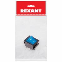 Выключатель клавишный 250В 16А (4с) ON-OFF синий с подсветкой (1 шт/уп) REXANT