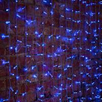 Гирлянда светодиодная Занавес 2х1,5м 192 LED СИНИЙ прозрачный ПВХ IP65 постоянное свечение 230В блок в комплекте NEON-NIGHT