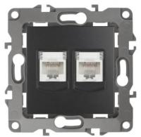 12-3108-05 ЭРА Розетка информационная двойная 2XRJ45, Эра12, антрацит