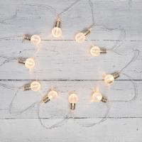Гирлянда светодиодная Лампочки 10 LED, 1.5 м, прозрачный ПВХ, теплый белый цвет свечения, 2 х АА (батарейки не в комплекте) NEON-NIGHT