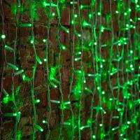 Гирлянда светодиодная Занавес 2х1,5м 360 LED ЗЕЛЕНЫЙ белый КАУЧУК IP67 постоянное свечение 230В блок в комплекте NEON-NIGHT