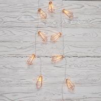 Гирлянда светодиодная Кристаллы бронзовые 10 LED, 1,5 м, прозрачный ПВХ, теплый белый свет свечения, 2 х АА (батарейки не в комплекте) NEON-NIGHT