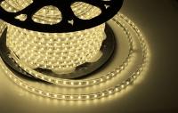 Лента светодиодная 220В, SMD2835, 4,8Вт/м, 60 LED/м, Теплый белый, 10х7мм, с кабелем питания,IP67 NEON-NIGHT