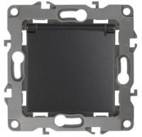 12-2103-05 ЭРА Розетка 2P+E Schuko со шторками с крышкой, 16АХ-250В, Эра12, антрацит
