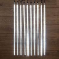 Гирлянда Тающие сосульки комплект 10 шт. х 100см, шаг 100см, 960 LED БЕЛЫЙ, черный каучук, IP65, 24В, соединяется NEON-NIGHT