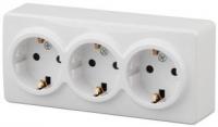 11-2208-01 ЭРА Розетка 3х2P+E Schuko, 16АХ-250В, ОУ, Эра Эксперт, белый (6/60/1200)