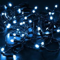 Гирлянда светодиодная Нить 10м 100 LED СИНИЙ черный ПВХ IP65 эффект мерцания 230В соединяется нужен блок 303-500 NEON-NIGHT
