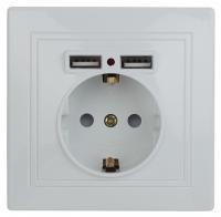 1-410-01 Intro Розетка+USB, IP20, СУ, Plano, белый (10/100/2000)