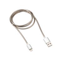 Кабель USB-A – Lightning, 2A, 1м, в матовой стальной оплетке REXANT