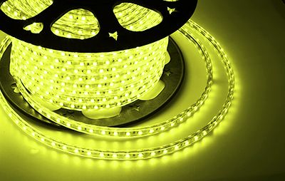 Лента светодиодная 220В, SMD5050, 60 LED/м, Желтый, 13х8мм,с кабелем питания, IP67 NEON-NIGHT