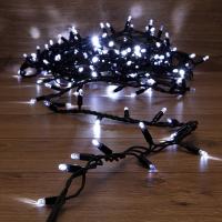 Гирлянда светодиодная Нить 10м 200 LED БЕЛЫЙ черный каучук IP67 эффект мерцания 230В соединяется нужен блок 315-000 NEON-NIGHT