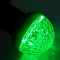 Лампа светодиодная, диаметр 50мм, E27, 9 LED, 1Вт, ЗЕЛЕНЫЙ, прозрачная колба, 230В NEON-NIGHT
