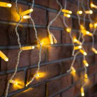 Гирлянда светодиодная Бахрома (Айсикл) 2,4х0,6м 88 LED ТЕПЛЫЙ БЕЛЫЙ белый ПВХ IP65 постоянное свечение 230В блок в комплекте NEON-NIGHT