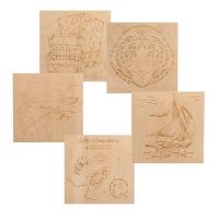 Доски для выжигания «Для мальчиков», 150х150мм, набор 5 шт. (тигр, самолет, машина, парусник, космос) пакет REXANT