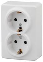 11-2205-01 ЭРА Розетка 2х2P+E Schuko, 16АХ-250В, ОУ, Эра Эксперт, белый (12/120/1920)