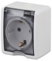 11-2401-01 ЭРА Розетка 2P+E IP54, 16АХ-250В, ОУ, Эра Эксперт, белый (16/160/2560)