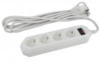 USF-M-4es-1.5m-W ЭРА (белый) с заземл, 3x0,75мм2, с выкл, 4гн, 1.5м (20/800)
