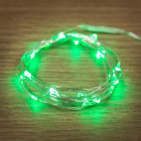 Гирлянда светодиодная Роса 2м, 20LED, ЗЕЛЕНЫЙ, IP20, 2хCR2032 в комплекте NEON-NIGHT