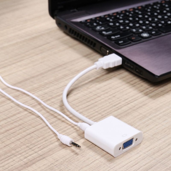 Переходник штекер HDMI - гнездо VGA, провод + шнур стерео 3,5мм REXANT