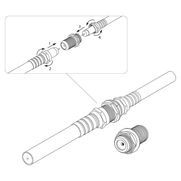 Переходник антенный, (гнездо F - гнездо F), бочка, 1 шт. REXANT