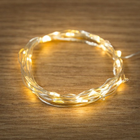 Гирлянда светодиодная Роса 2м, 20 LED, ТЕПЛЫЙ БЕЛЫЙ, IP20, 2хCR2032 в комплекте NEON-NIGHT