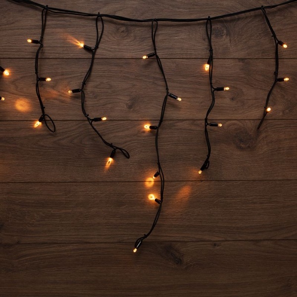Гирлянда светодиодная Бахрома (Айсикл) 5х0,7м 152 LED ТЕПЛЫЙ БЕЛЫЙ черный каучук 2,3мм IP67 постоянное свечение 230В нужен блок 315-000 NEON-NIGHT