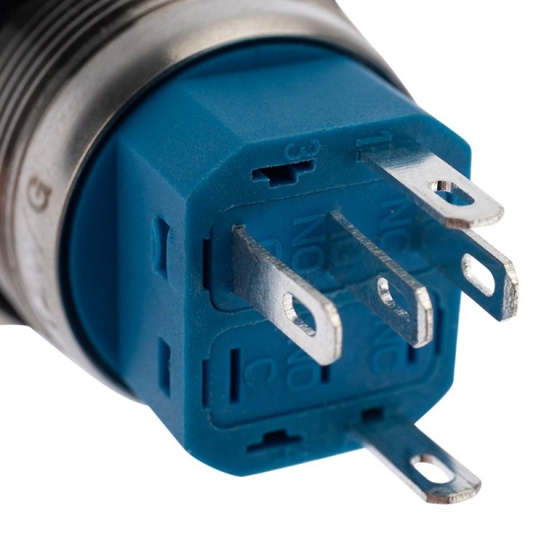 Кнопка антивандальная Ø 22 12В(LED) Б/Фикс (5с) OFF-(ON)/ON-(OFF) подсв./зеленая REXANT