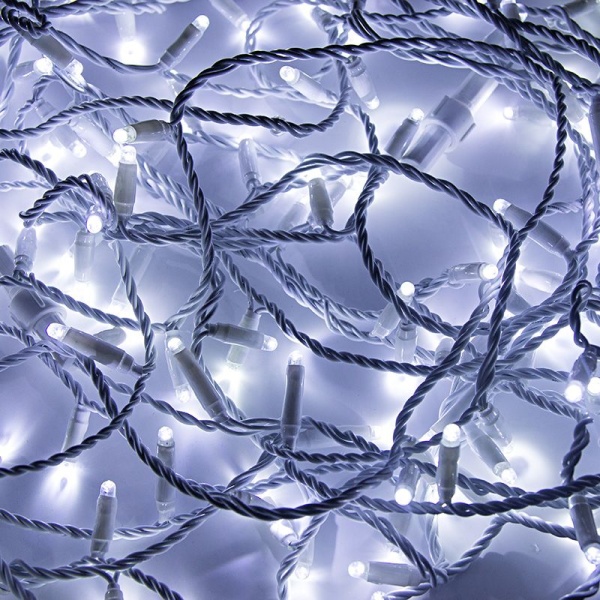 Гирлянда светодиодная Нить 20м 200 LED БЕЛЫЙ белый ПВХ IP65 постоянное свечение 24В соединяется NEON-NIGHT трансформатор в комплекте