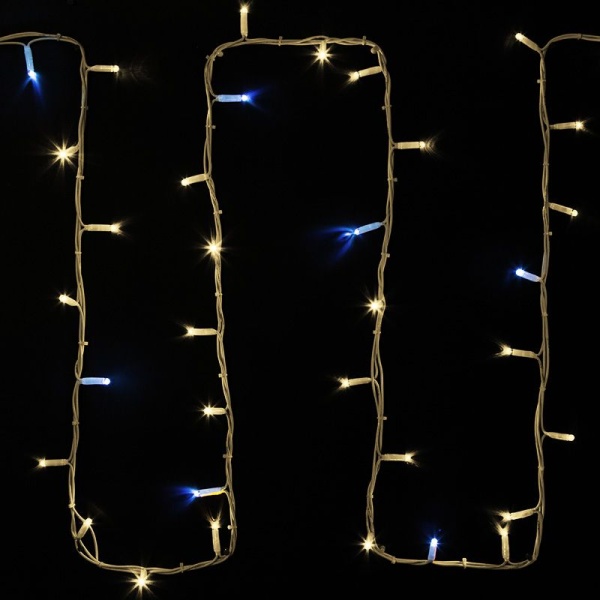Гирлянда светодиодная Нить 20м 200 LED ТЕПЛЫЙ БЕЛЫЙ белый каучук IP67 эффект мерцания 230В соединяется нужен блок 315-001 NEON-NIGHT