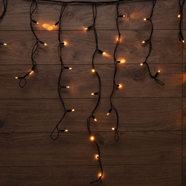 Гирлянда светодиодная Бахрома (Айсикл) 3,2х0,9м 120 LED ТЕПЛЫЙ БЕЛЫЙ черный каучук 3,3мм IP67 постоянное свечение 230В нужен блок 315-000 NEON-NIGHT