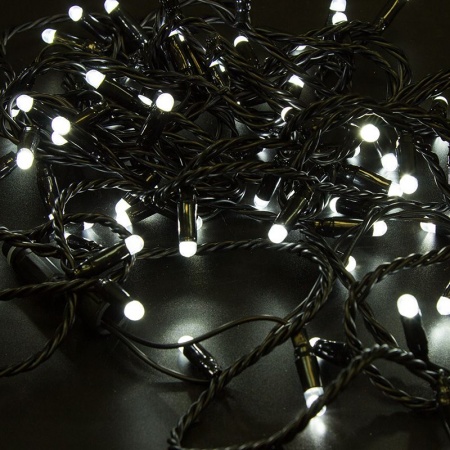 Гирлянда светодиодная Нить 10м 100 LED БЕЛЫЙ черный ПВХ IP65 постоянное свечение 230В соединяется нужен блок 303-500 NEON-NIGHT