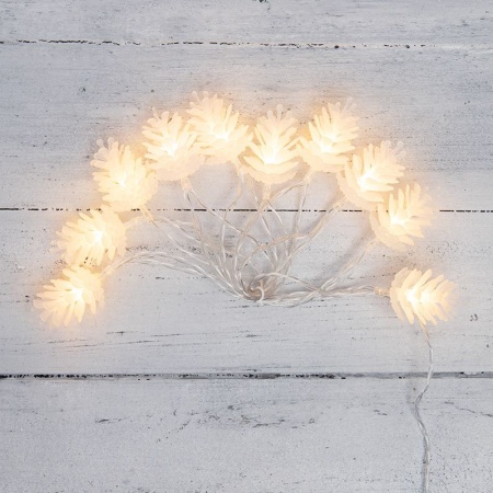 Гирлянда светодиодная Шишки 1,5 м, 10 LED, прозрачный ПВХ, цвет свечения теплый белый, 2 х АА (батарейки не в комплекте) NEON-NIGHT