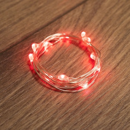 Гирлянда светодиодная Роса 2м, 20LED, КРАСНЫЙ, IP20, 2хCR2032 в комплекте NEON-NIGHT