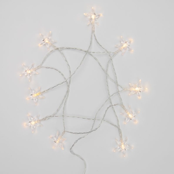 Гирлянда светодиодная Звездочки 1,5 м, 10 LED, прозрачный ПВХ, цвет свечения теплый белый, 2 х АА (батарейки не в комплекте) NEON-NIGHT
