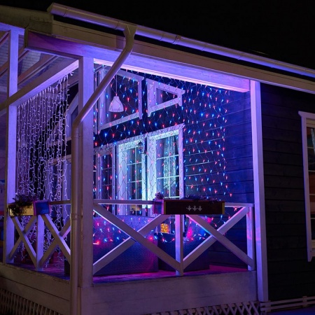 Гирлянда светодиодная Сеть 2,5х2,5м 432 LED КРАСНЫЙ/СИНИЙ черный ПВХ IP65 свечение с динамикой 230В контроллер в комплекте NEON-NIGHT