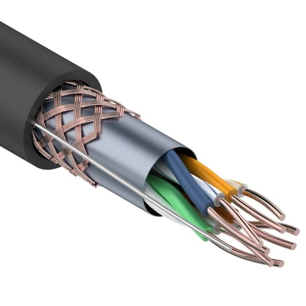 Кабель витая пара SF/UTP, CAT 5e, PE, 4PR, 24AWG, OUTDOOR, SOLID, черный, 305м, REXANT