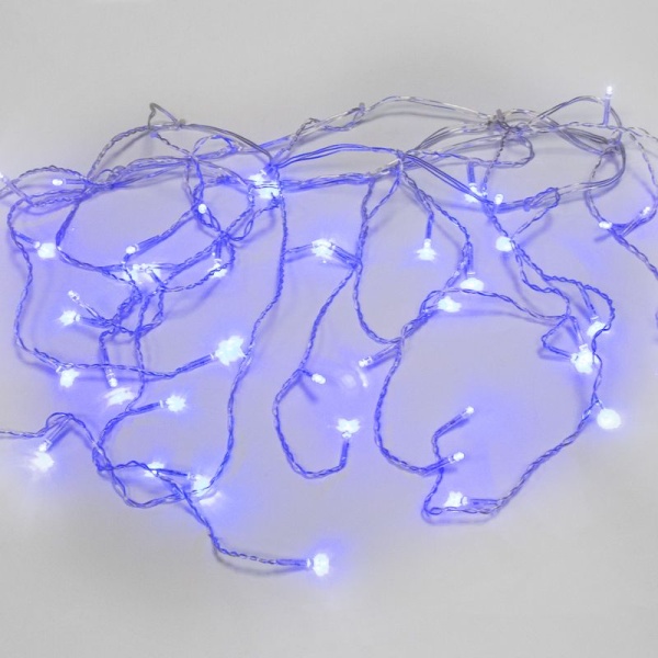 Гирлянда Бахрома (Айсикл), 1,8х0,5м, 48 LED СИНИЕ, прозрачный ПВХ, IP20, свечение с динамикой, 230В, не соединяется