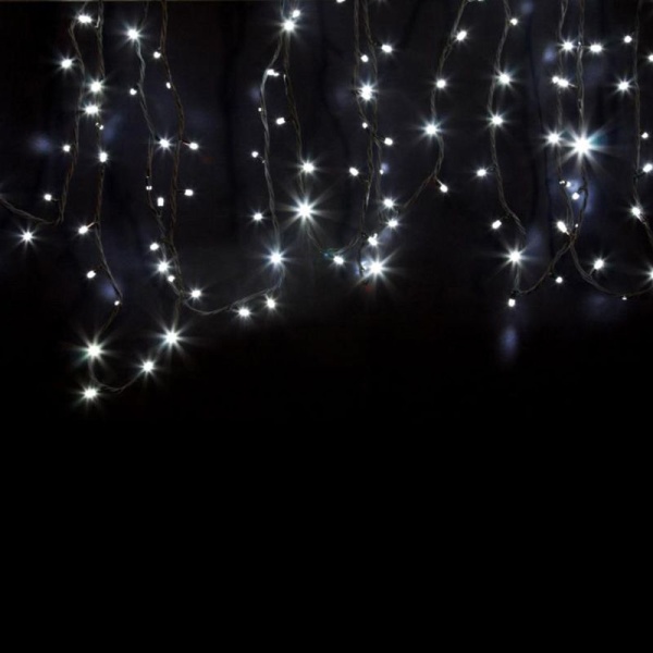Гирлянда светодиодная Нить 12м 120 LED БЕЛЫЙ черный каучук IP67 постоянное свечение 230В соединяется блок в комплекте NEON-NIGHT