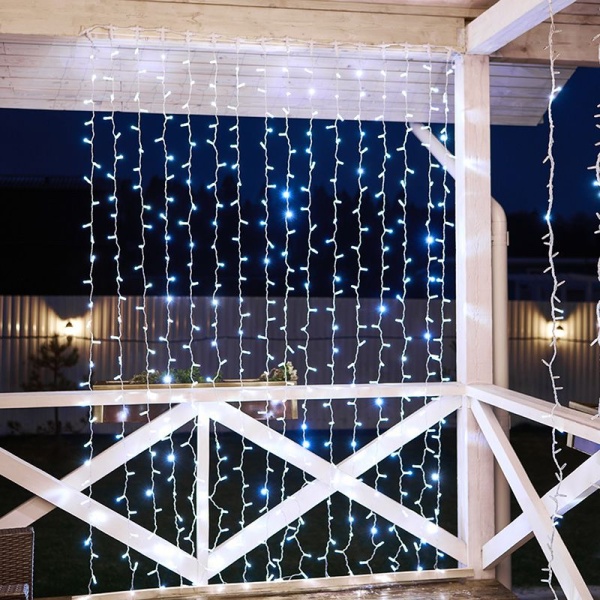 Гирлянда светодиодная Занавес 2х3м 600 LED БЕЛЫЙ белый ПВХ IP65 постоянное свечение 230В нужен блок 303-500-1 NEON-NIGHT
